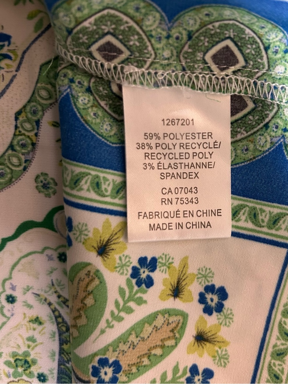 Rachel Zoe Blue and Green Paisley Button-Up Top - Picture 3 of 5